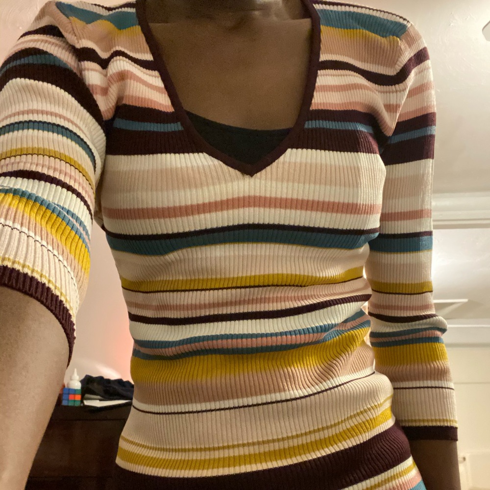 Striped V-Neck Sweater